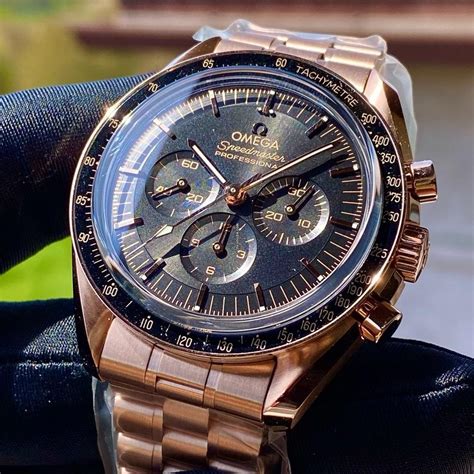 omega gents speedmaster chronograph rose gold watch|Omega Speedmaster moon watch.